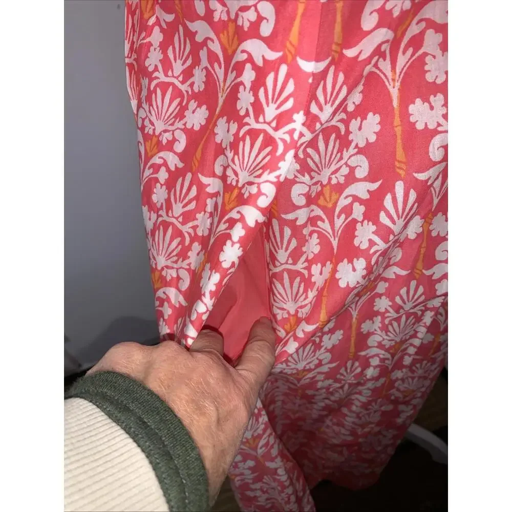 Talbots Coral Pink Voile Sleeveless Flare Maxi Dress Pockets Sundress Cotton 10P - Picture 5 of 15